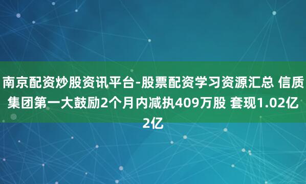 南京配资炒股资讯平台-股票配资学习资源汇总 信质集团第一大鼓励2个月内减执409万股 套现1.02亿