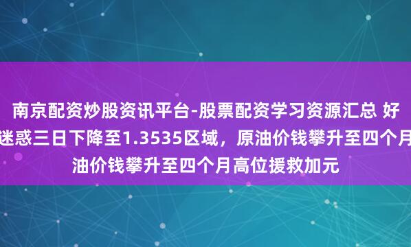 南京配资炒股资讯平台-股票配资学习资源汇总 好意思元兑加元迷惑三日下降至1.3535区域，原油价钱攀升至四个月高位援救加元