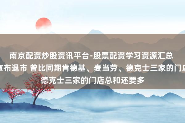 南京配资炒股资讯平台-股票配资学习资源汇总 华莱士庄重宣布退市 曾比同期肯德基、麦当劳、德克士三家的门店总和还要多
