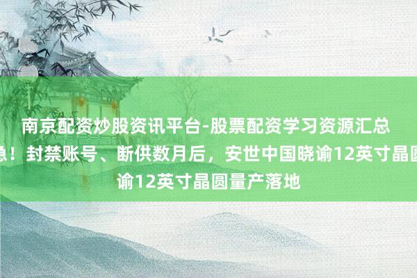 南京配资炒股资讯平台-股票配资学习资源汇总 荷兰有点急！封禁账号、断供数月后，安世中国晓谕12英寸晶圆量产落地